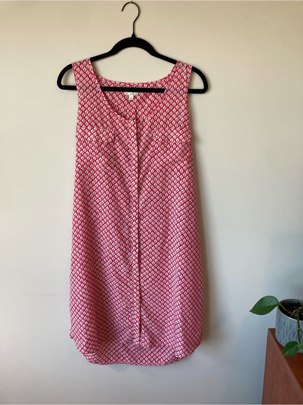 GAP Sleeveless Pink Geo Print Midi Dress